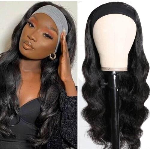 Cranberry Body Wave Headband Wig Human Hair For African American Women Affordable Headband Wigs Machine Made Beginner Friendly