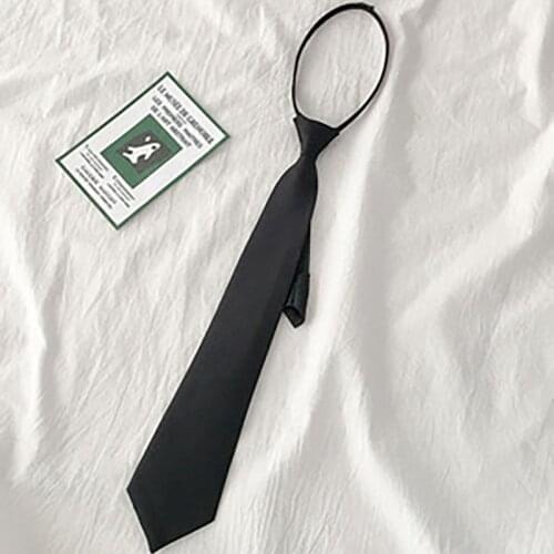 Black Neck Ties for Student Solid Silky Men Women Ties Japanese Style Elegant Necktie Slim Men Ties School Uniform Accessories