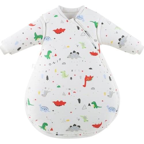 Baby Organic Sleeping Bag Detachable Long Sleeve Wearable Blanket Envelope Dinosaur Winter Warm Girls Boys Clothes Bedding Quilt