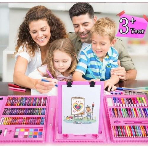 12-208pcs Non-toxic Drawing Toys Watercolor Pencils Crayon Set Educational Toys School Painting Class Supplies Kids Gift
