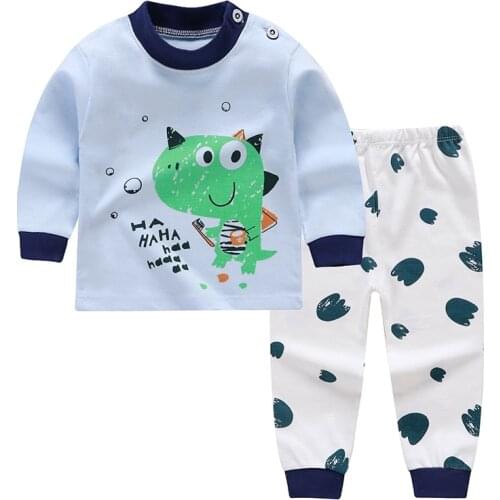 Baby Kids Boys Girls Cartoon Animal Print Clothing Set Nightwear Outfits Set Sleepwear Pajamas