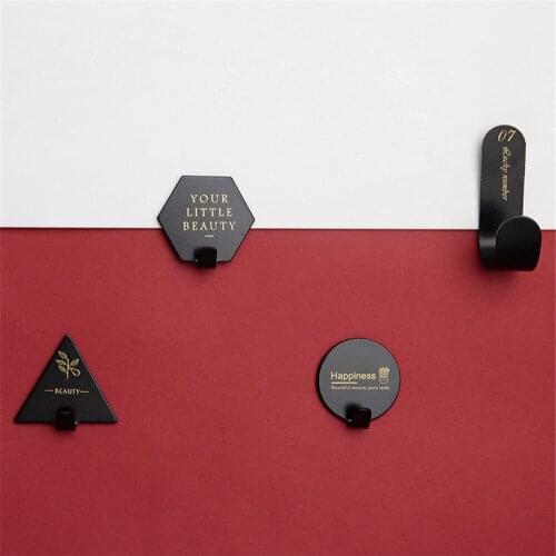 4pcs Hook Household Kitchen non-marking hook wrought iron decorative hook geometric shape punch-free strong hook wall decoration