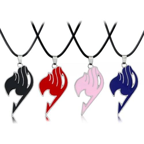 Hot Sell fashion Fairy Tail necklace guild logo tattoo pendant Anime jewelry leather rope for men women dorp ship