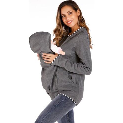 Hot Breastfeeding Maternity Coats With Baby Pullovers Winter Pregnant Jacket Long Sleeve Solid Bring Children Nursing Clothes