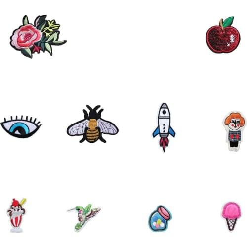 High Quality Cartoon Sequins Applique Embroidery Sewing Iron no Patch Badges DIY Craft supplies Accessories 5~10pcs for sale