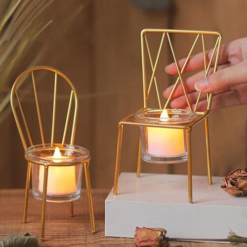 Mini Nordic Style Tealight Candle Holder Hollow Chair Candle Home Dinner Prop Desktop Decor Ornament Candlestick Wedding Party