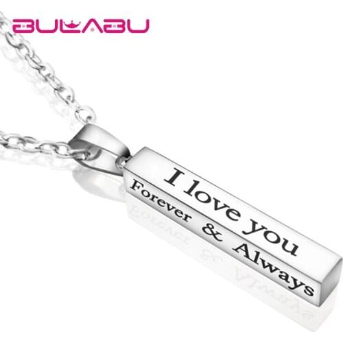 Custom Fashion Necklace Gifts I Love You Lettering Pendant Necklace Sliver Stainless Steel Couples Jewelry collares joyas mujer