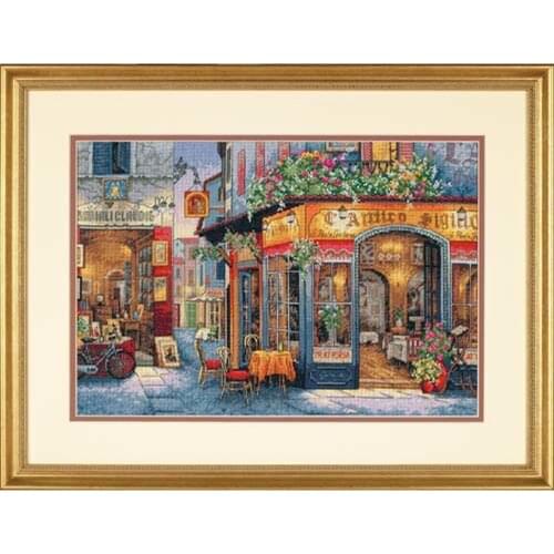 DIY 14ct counted Cross Stitch Kit European Bistro Pattern Landscape Embroidery a Cross Needlework Home Christma Decoration gift