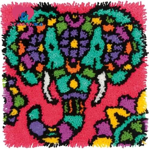 Diy handmade Elephant carpet embroidery needlework set 3d Latch Hook Rug Kits Crocheting needle for carpet cross stitch kits