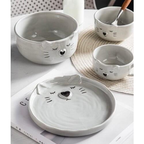 Dinner Plate Set Ceramic Kitchen Plate Tableware Set Food Dishes Rice Salad Noodles Bowl Soup Kitchen Spoon Cook Tool Set