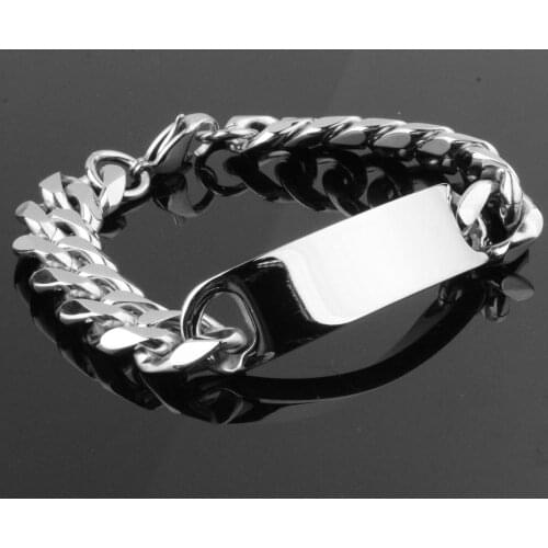 Never Fade 15mm 316L Stainless Steel Silver Color/ Gold Color Curb ID Chain Bracelet Fashion Mens Jewelry 8.66"