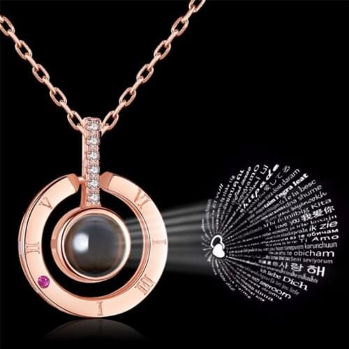 100 Languages I Love You Necklace Chokers Gift Romantic Love Memory Wedding Projection Necklaces Pendant Jewelry Christmas Gifts