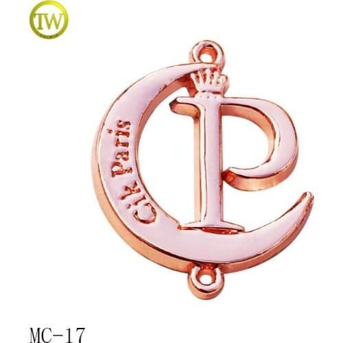 Custom rose gold garment metal Logo label Metal Name Tags for caps