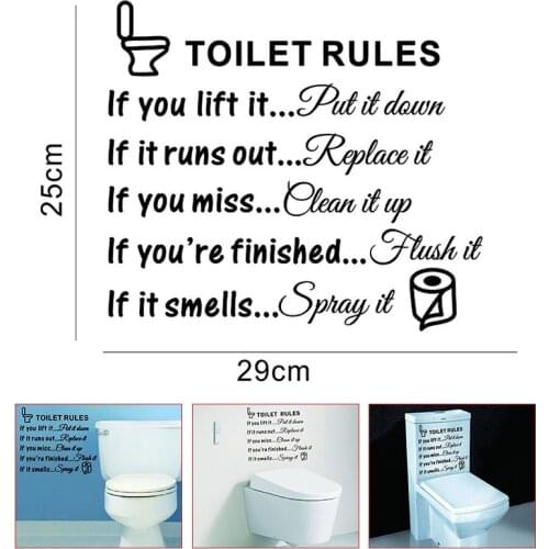 Toilet Rules Bathroom Removable Wall Sticker Vinyl Art Decals DIY Home Decor E7