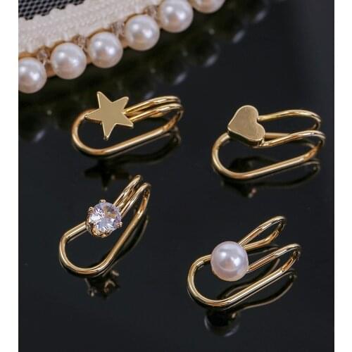 Simple jewelry with pearl exquisite zircon personality star-shaped ear bone clip without pierced for female party gift wholesale