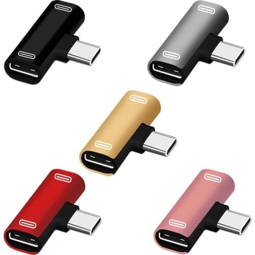 2 in 1 USB C Splitter Type C Male to Dual Type C Female Headphone Charger Adapter Splitter Converter