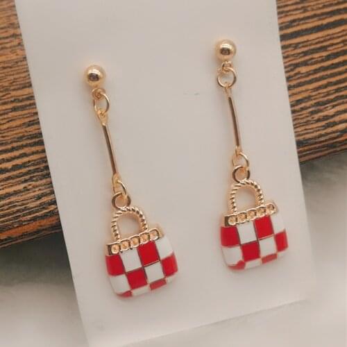 Creative design handbag style tassel earrings fashion jewelry temperament trend unique gift statement earrings women