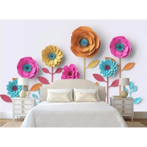 Modern minimalist Nordic Photo HD 3D Wall Murals stereo cutting flower murals TV background Living Room entrance hallway Mural