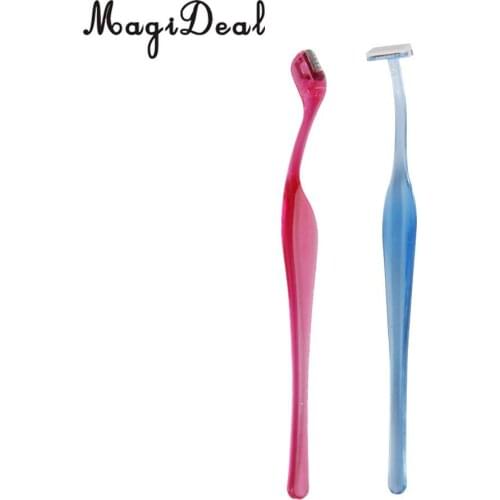 2PCs T & L Eyebrow Trimmer Shaver Shaper Blade Facial Hair Removal Kit stainless steel blades sanitary and easy to clean