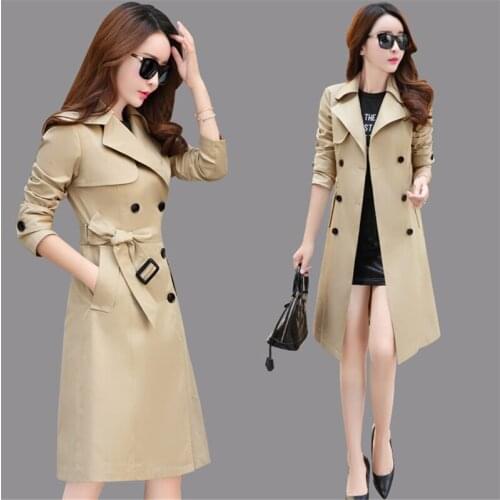Trench Coat Womens Medium-long Style 2020 Autumn women coat double breasted Female windbreaker Large size