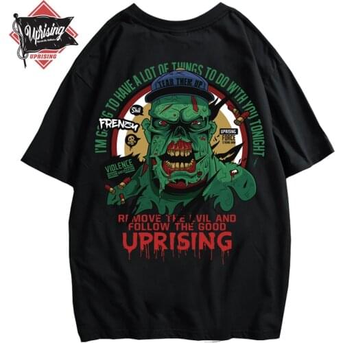 Uprising new Hip-hop street fashion personality tree monster angry short-sleeved summer large size cotton t shirt