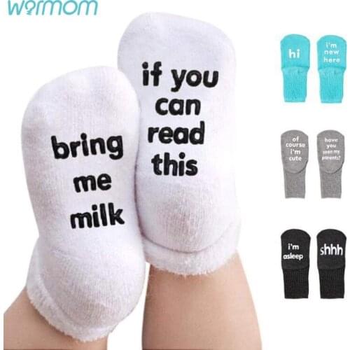 Warmom Autumn and Winter Print Letters Creative Leisure Childrens Socks for Boys Girls Cotton Baby Socks Kids Socks for 0-2Y