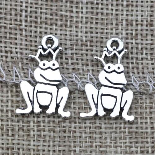 High quality 8 PCS/Lot 22mm*15mm jewelry handmade antique silver plated frog design cute frog charms for jewelry making