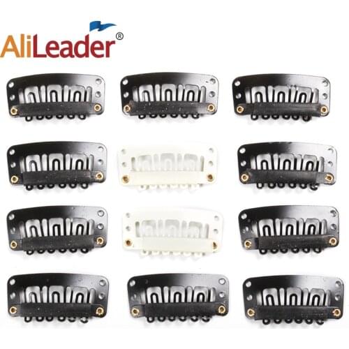 Leeons 20Pcs/Lot Clip In Hair Exptension Wig Clips For Human Hair Bangs Snap Hair Clips For Extensions Metal Comb For Closure