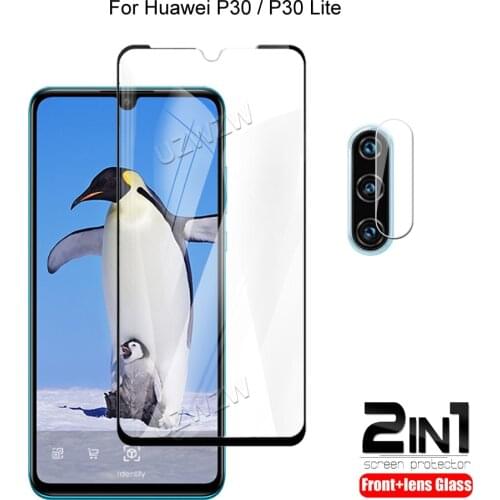 For Huawei P30 Lite / P30 Front Screen Protector Protective Tempered Glass & Camera Lens Film