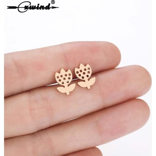 Cxwind Fashion Bohemian Leaf Flower Earrings Jewelry Cute Geometric Plant Stud Earring Best Gift for Women Girl Party pendientes