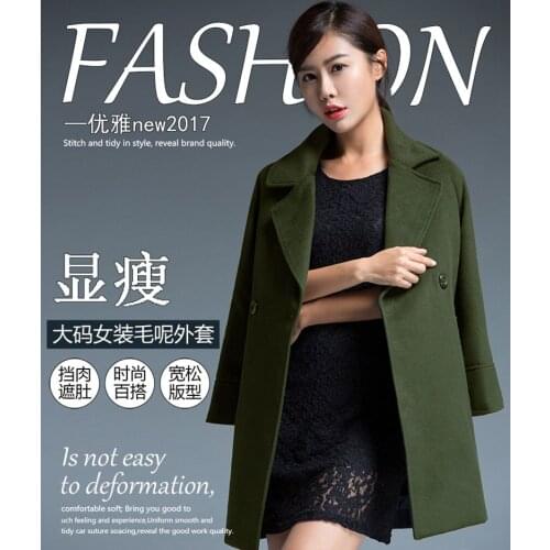 Plus Size 2XL-7XL Big yards winter coat women woolen overcoat new casual style copy wool woolen coats manteau femme