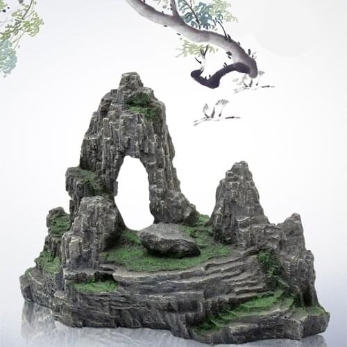 1 pcs Aquarium Rockery Ancient artificial rockery resin handicraft landscaping Fish Tank Ornament Decoration aquarium accessor