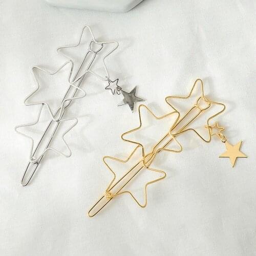 1Pc Fashion Hollow Geometric Hair Clip for Women Elegant Star Circle Metal Barrette Hairpin Head Accessorie