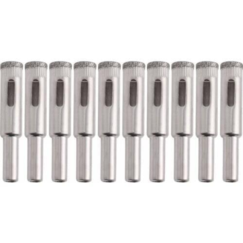 10Pcs 10mm Diamond Coated Core Drill Bits Hole Saw Glass Tile Ceramic Marble 828 Promotion