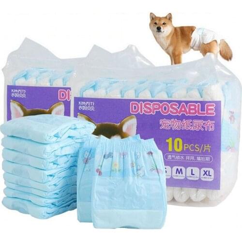 10PCS/Bag Dog Diaper Female Pet Soft Disposable Diapers Physiological Pants Nappies Puppy Super Absorption Wraps Sanitary Pants