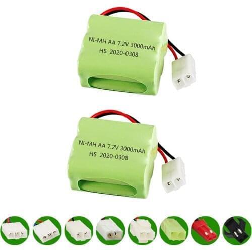 2PCS/lot 7.2v AA 3000mah 2800mah NI-MH battery pack For Rc toys Cars Guns AA 7.2v 2400mAh Battery For Rc Boat toys accessories