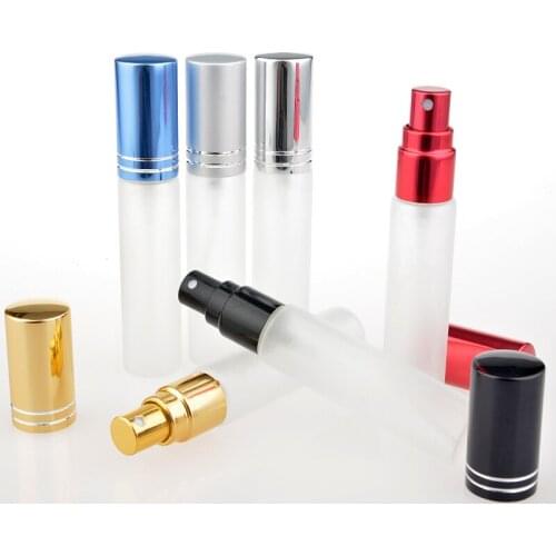20pcs/lot 5ML10ML Mini Portable Colorful Glass Perfume Bottle With Aluminum Atomizer Empty Cosmetic Containers For Travel