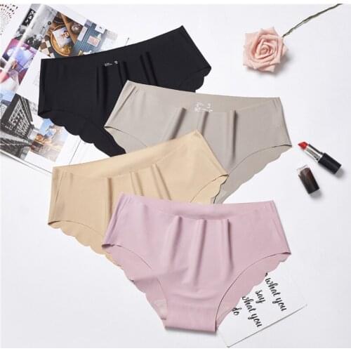 3Pcs/Set Women Seamless Panties Low-Rise ICE Silk Underwear Female Comfort Intimates Briefs Lingerie Elastic Panties HP822