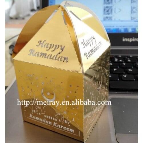 30pcs Gold wedding gift box for Eid Mubarak, laser cut luxury wedding deco favor candy boxes