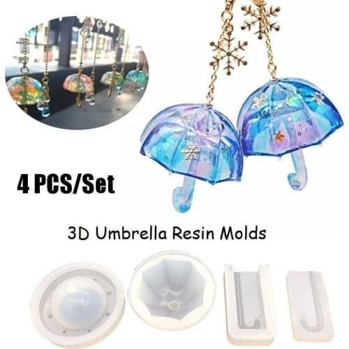 4PCS/SET 3D Umbrella Shape Resin Mold Silicone Mold Epoxy Mold DIY Jewelry Making (Molds Only)
