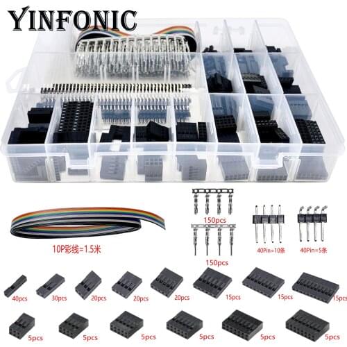 520pcs 2.54mm 1P/2P/3P/4P/5P/6P/7P/8P/10P Single and double row male and female DuPont shell jumper connectors kit box
