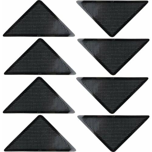 8pcs Washable Patch Bath Mat Pads Doormat Reusable Black Anti-slip Carpet Corner Mats Rubber Triangle Stopper
