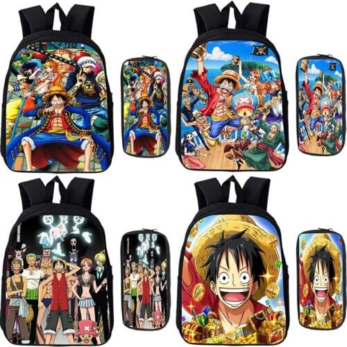 Anime ONE PIECE Kindergarten Backpack Boys Girls Cartoon School Backpacks Luffy School Bags Toddler 2 Pcs Set Book Bag Mochila