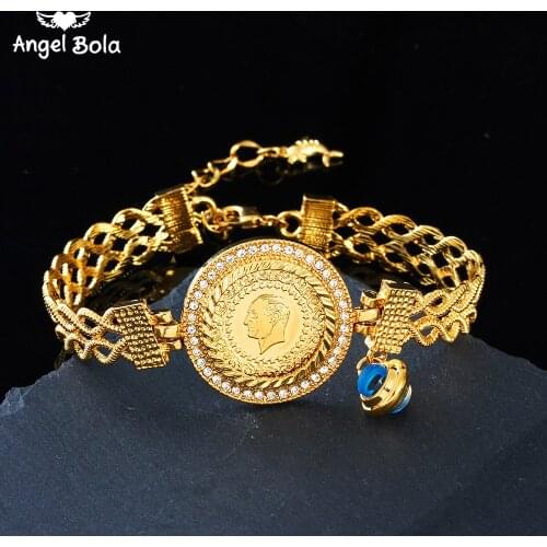Arab Turkey Coin Muslim Jewelry for Women/Girls,Middle East Traditional Oman Bracelets for Wedding and Birthday Gifts