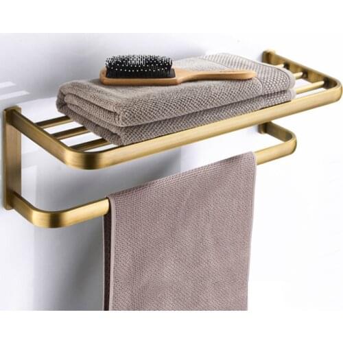 Bronze Bathroom Shelf Chrome White Towel Holder Rack Black Rose Gold Bathroom Holders Vintage Wall Mounted Storage Shelves Racks