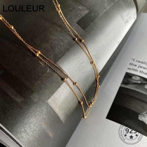 Louleur Silver 925 Choker Necklace for Women High Quality Minimalist Double Layer Snake Chain Necklace Female Party Fine Jewelry