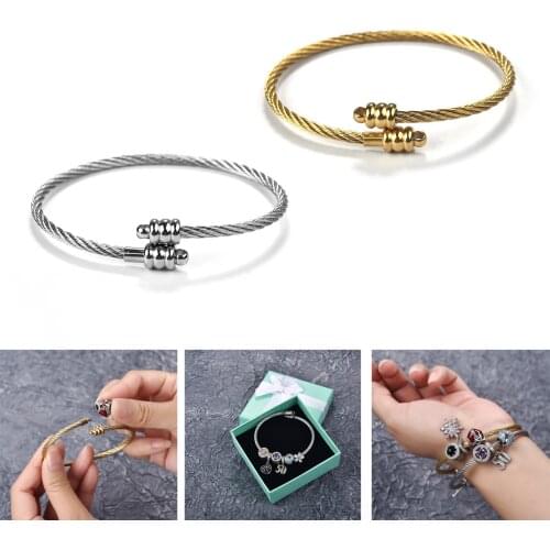 Gold Silver Color Bracelet Stainless Steel Spiral Adjustment Bracelet DIY Jewelry Making Pendant Decoration Expandable Bracelet