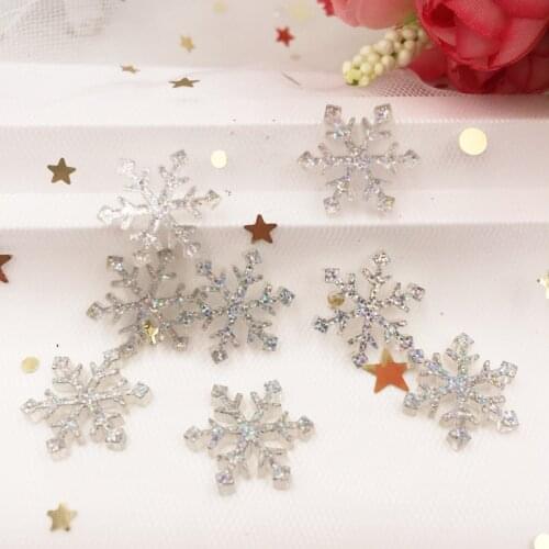 Colorful Glitter Snowflake Flat Back Rhinestone Acrylic Sheet Miniature Pattern Applique Scrapbook DIY Home Decor Accessories