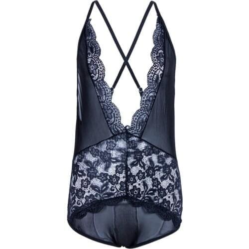 Femme Body 2019 Summer Sexy Ladies V Neck Full Lace Bodysuit See-through Women Bodycon Lingerie S-XL