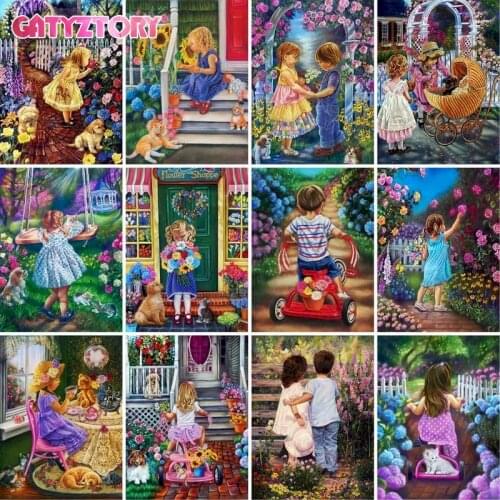 GATYZTORY Frame Children Playing Games DIY Painting By Numbers Modern Wall Art Canvas Painting Hand Painted Gift For Living Room